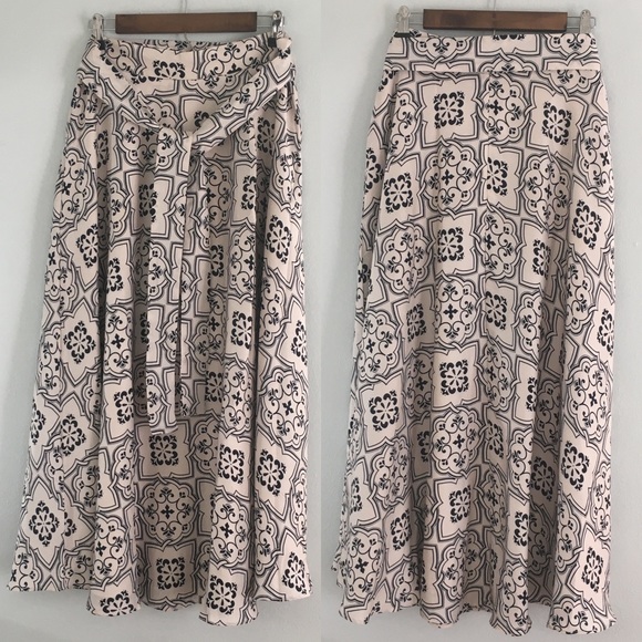 Ann Taylor Tiled Tie Waist Maxi Skirt 2 Petite - Picture 2 of 5